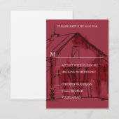 Rustic Red Barn Wedding RSVP Reply Card (Voorkant / Achterkant)
