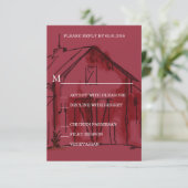 Rustic Red Barn Wedding RSVP Reply Card (Staand voorkant)