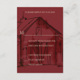 Rustic Red Barn Wedding RSVP Reply Card Kaartje