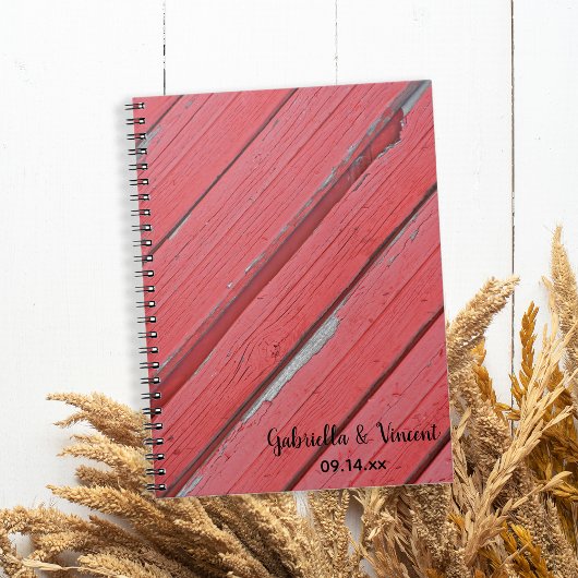 Rustic Red Barn Wood Country Weddenschap Notitieboek