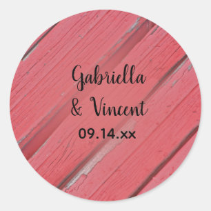 Rustic Red Barn Wood Country Weddenschap Ronde Sticker