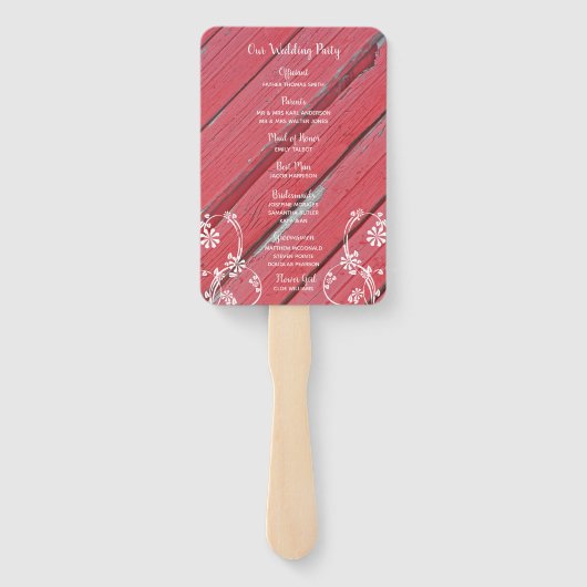 Rustic Red Barn Wood Country Wedding Programs Handwaaier (Achterkant)