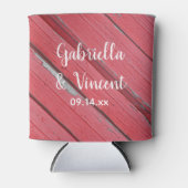 Rustic Red Barn Wood country Wedstrijders Favors Blikjeskoeler (Voorkant)