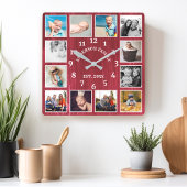 Rustic Red Barn Wood Farmhouse 12 Foto Collage Vierkante Klok