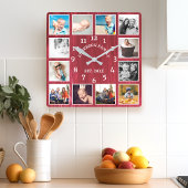 Rustic Red Barn Wood Farmhouse 12 Foto Collage Vierkante Klok