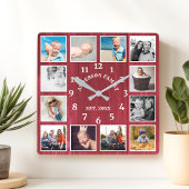 Rustic Red Barn Wood Farmhouse 12 Foto Collage Vierkante Klok
