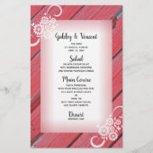 Rustic Red Barn Wood White Flowers Wedding Menu (Voorkant)