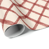Rustic Red Beige Christmas Wrapping Paper Cadeaupapier (Rol Hoek)