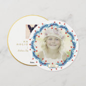 Rustic Red Berry Kerstmis Wreath Holiday Foto Feestdagenkaart (Voorkant / Achterkant)