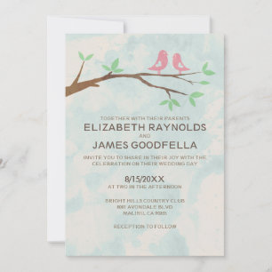 Rustic Red Bird Wedding Invitations Kaart