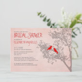 Rustic Red Birds Bridal Shower Invitations Kaart (Staand voorkant)