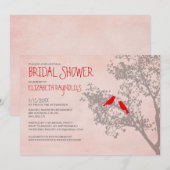 Rustic Red Birds Bridal Shower Invitations Kaart (Voorkant / Achterkant)