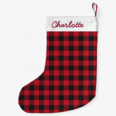 Rustic Red Black Buffalo Gepersonaliseerde naam Kleine Kerstsok (Achterkant)