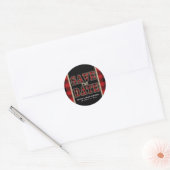 Rustic Red Black Buffalo Geruite Save the Date Ronde Sticker (Envelop)
