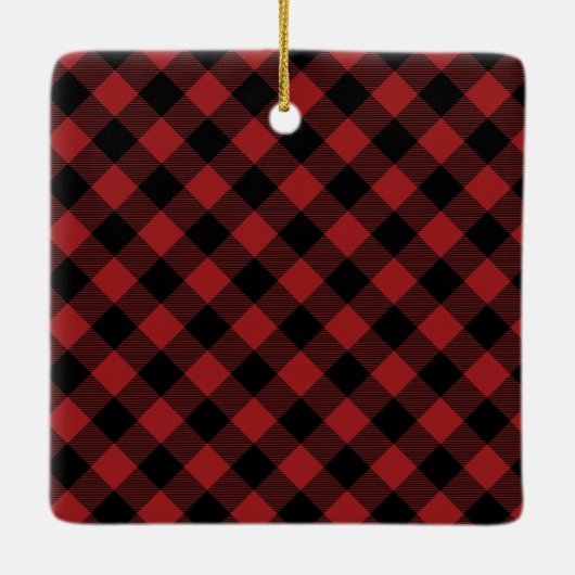 Rustic Red Black Buffalo Merry Kerstmis Keramisch Ornament (Achterkant)