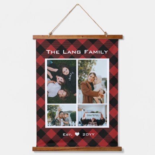 Rustic Red Black Buffalo Pattern Hood Hangend Wandkleed (Voorkant)