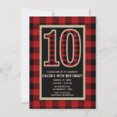 Rustic Red Black Buffalo Plaid 10e verjaardag Kaart (Voorkant)