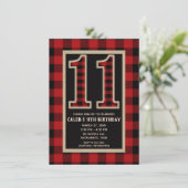 Rustic Red Black Buffalo Plaid 11e 11 verjaardag Kaart (Staand voorkant)