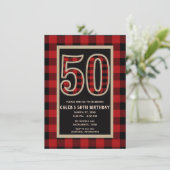 Rustic Red Black Buffalo Plaid 50e 50 verjaardag Kaart (Staand voorkant)