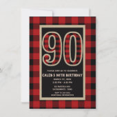 Rustic Red Black Buffalo Plaid 90e 90 verjaardag Kaart (Voorkant)