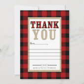 Rustic Red Black Buffalo Plaid Foto Dank u Bedankkaart (Voorkant)