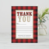 Rustic Red Black Buffalo Plaid Foto Dank u Bedankkaart (Staand voorkant)