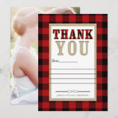 Rustic Red Black Buffalo Plaid Foto Dank u Bedankkaart (Voorkant / Achterkant)