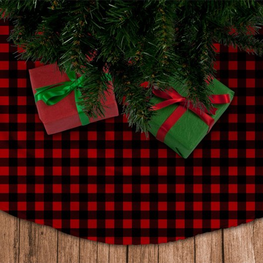 Rustic Red & Black Buffalo Plaid Kerstboom Rok