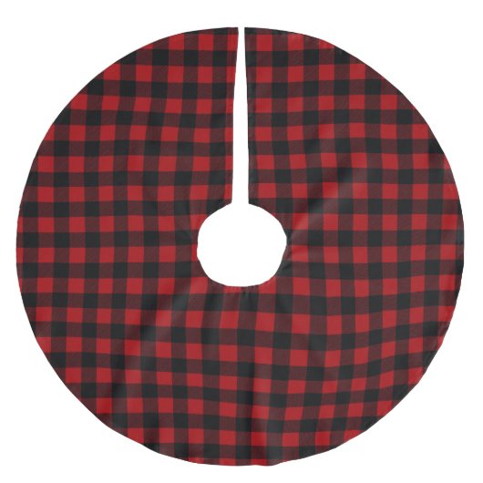 Rustic Red & Black Buffalo Plaid Kerstboom Rok (Voorkant)