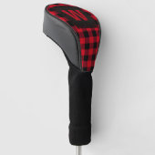 Rustic Red Black Buffalo Plaid Monogram Initiaal Golfheadcover (Schuin)