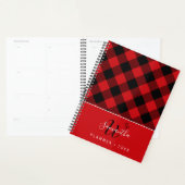Rustic Red Black Buffalo Plaid Monogrammed 2025 Planner (Display)