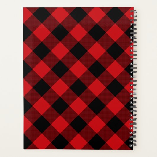 Rustic Red Black Buffalo Plaid Monogrammed 2025 Planner (Achterkant)