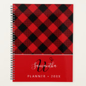 Rustic Red Black Buffalo Plaid Monogrammed 2025 Planner (Voorkant)