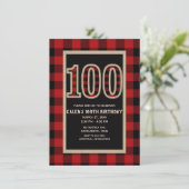 Rustic Red Black Buffalo Pset 100th 100 Birthday Kaart (Staand voorkant)