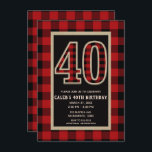 Rustic Red Black Buffalo Pset 40th 40 Birthday Kaart<br><div class="desc">Rustic Red Black Buffalo Pset 40th 40 Birthday Invitations.</div>