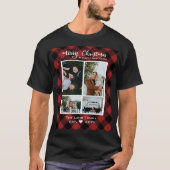 Rustic Red Black Buffalo Pset Merry Kerstmis T-shirt (Voorkant)