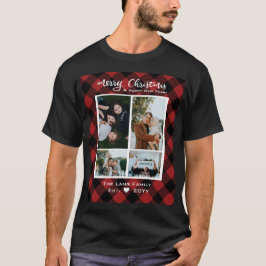 Rustic Red Black Buffalo Pset Merry Kerstmis T-shirt