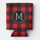 Rustic Red Black Buffalo Pset Pattern Monogram Blikjeskoeler (Voorkant)