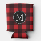 Rustic Red Black Buffalo Pset Pattern Monogram Blikjeskoeler (Achterkant)