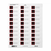 Rustic Red Black Buffalo Pset Pattern Monogram Etiket (Full Sheet)
