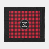 Rustic Red Black Buffalo Pset Pattern Monogram Fleece Deken (Voorkant (Horizontaal))