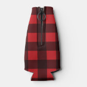 Rustic Red Black Buffalo Pset Pattern Monogram Flesjeskoeler (Achterkant)