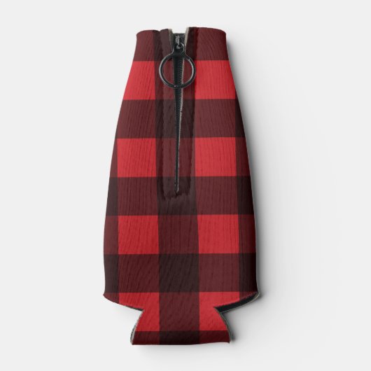 Rustic Red Black Buffalo Pset Pattern Monogram Flesjeskoeler (Achterkant)