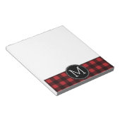 Rustic Red Black Buffalo Pset Pattern Monogram Notitieblok (Schuin)