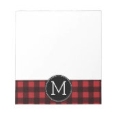 Rustic Red Black Buffalo Pset Pattern Monogram Notitieblok (Voorkant)