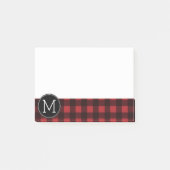 Rustic Red Black Buffalo Pset Pattern Monogram Post-it® Notes (Voorkant)
