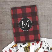 Rustic Red Black Buffalo Pset Pattern Monogram Speelkaarten