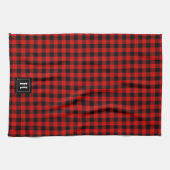 Rustic Red Black Buffalo Pset Pattern Monogramed Theedoek (Horizontaal)