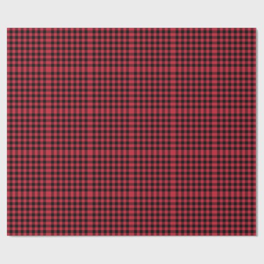 Rustic Red Black Gingham Block Pattern Cadeaupapier (Vlak)