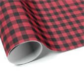 Rustic Red Black Gingham Block Pattern Cadeaupapier (Rol Hoek)
